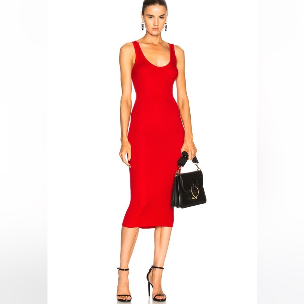 Enza Costa Iconic Red Midi Tank Bodycon Vacation Dress Small